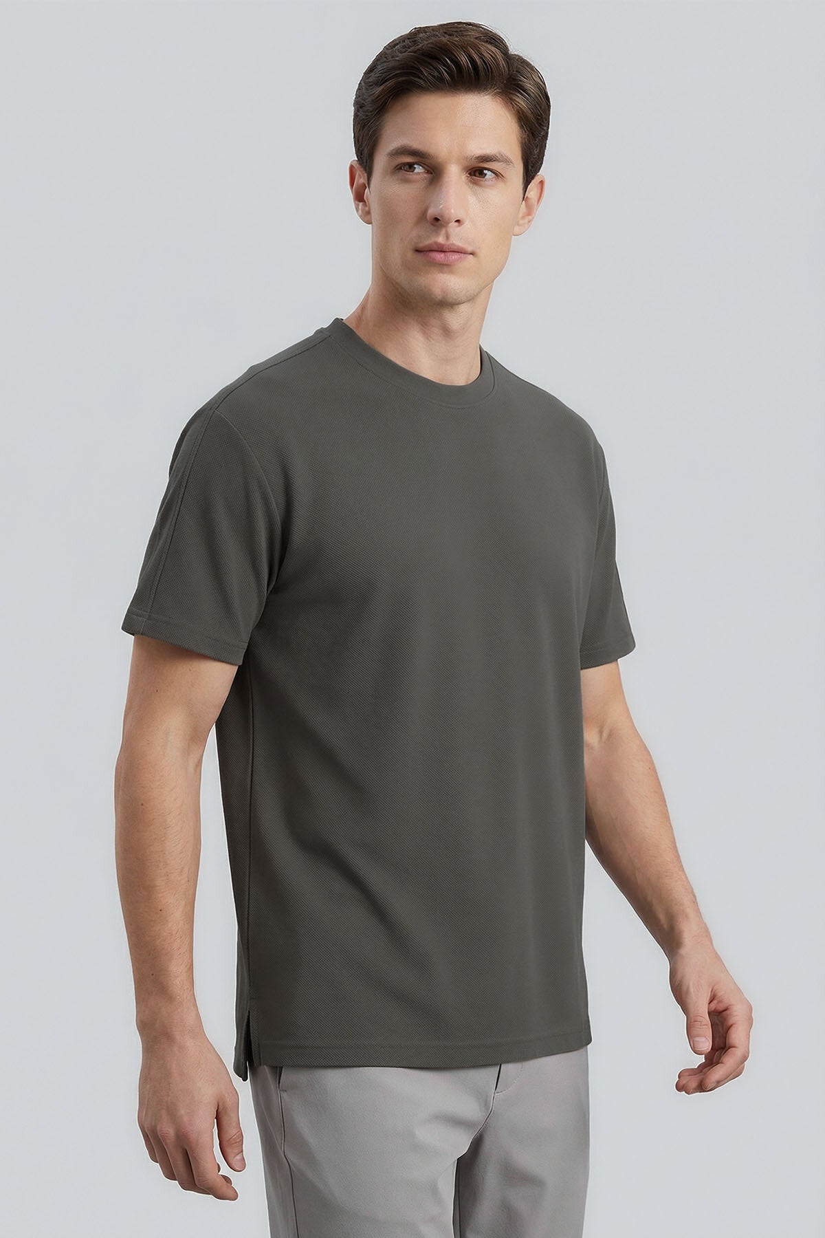 Rahat Form O Yaka 2'li Paket Siyah-Haki Erkek T-Shirt - 88495