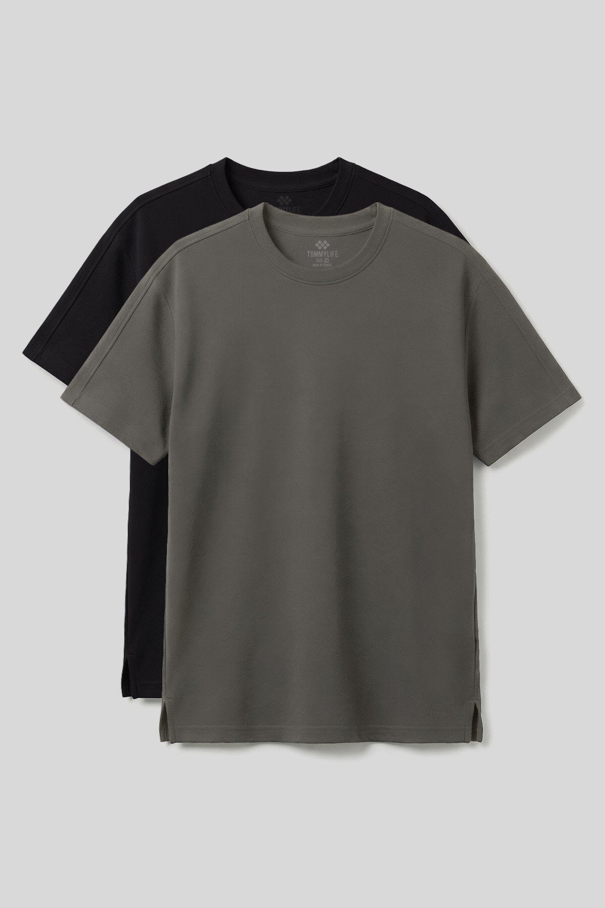 Rahat Form O Yaka 2'li Paket Siyah-Haki Erkek T-Shirt - 88495