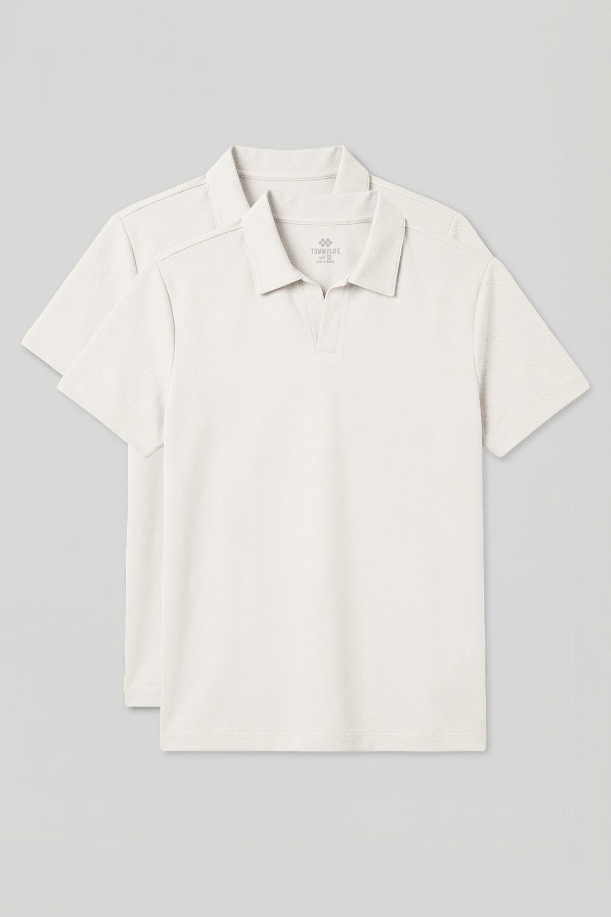 Rahat Form Polo Yaka 2'li Paket Ekru Erkek T-Shirt - 88496