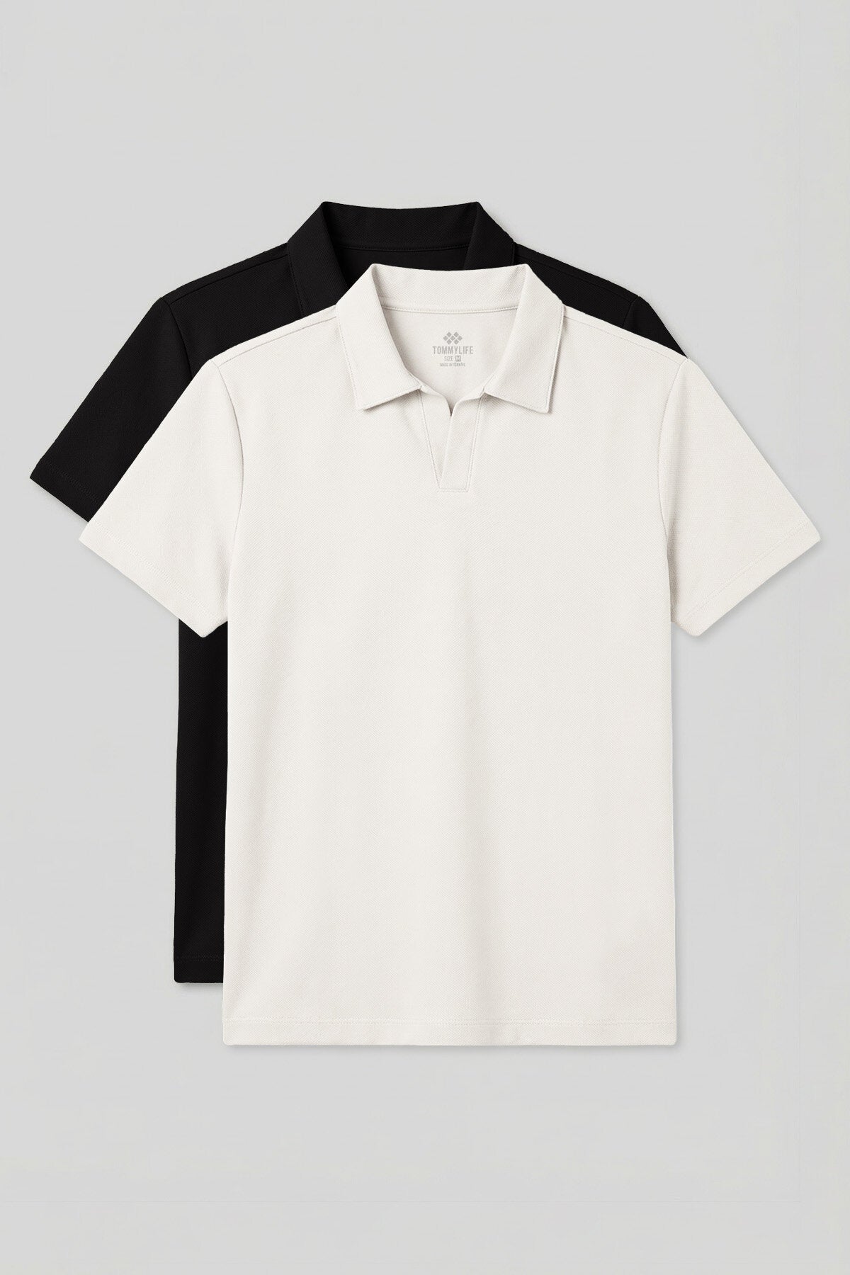 Rahat Form Polo Yaka 2'li Paket Siyah-Ekru Erkek T-Shirt - 88496