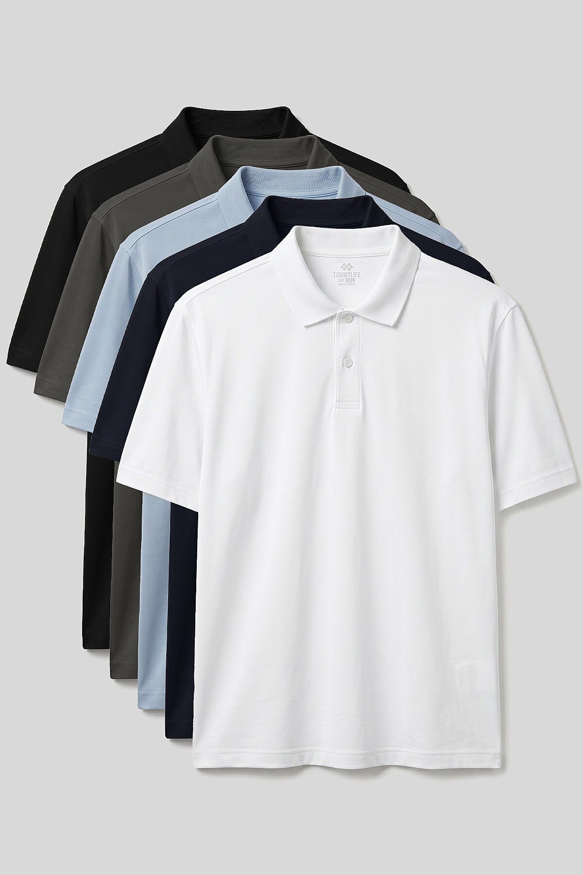 Polo Yaka Büyük Beden 5'li Paket Erkek T-Shirt - 88511