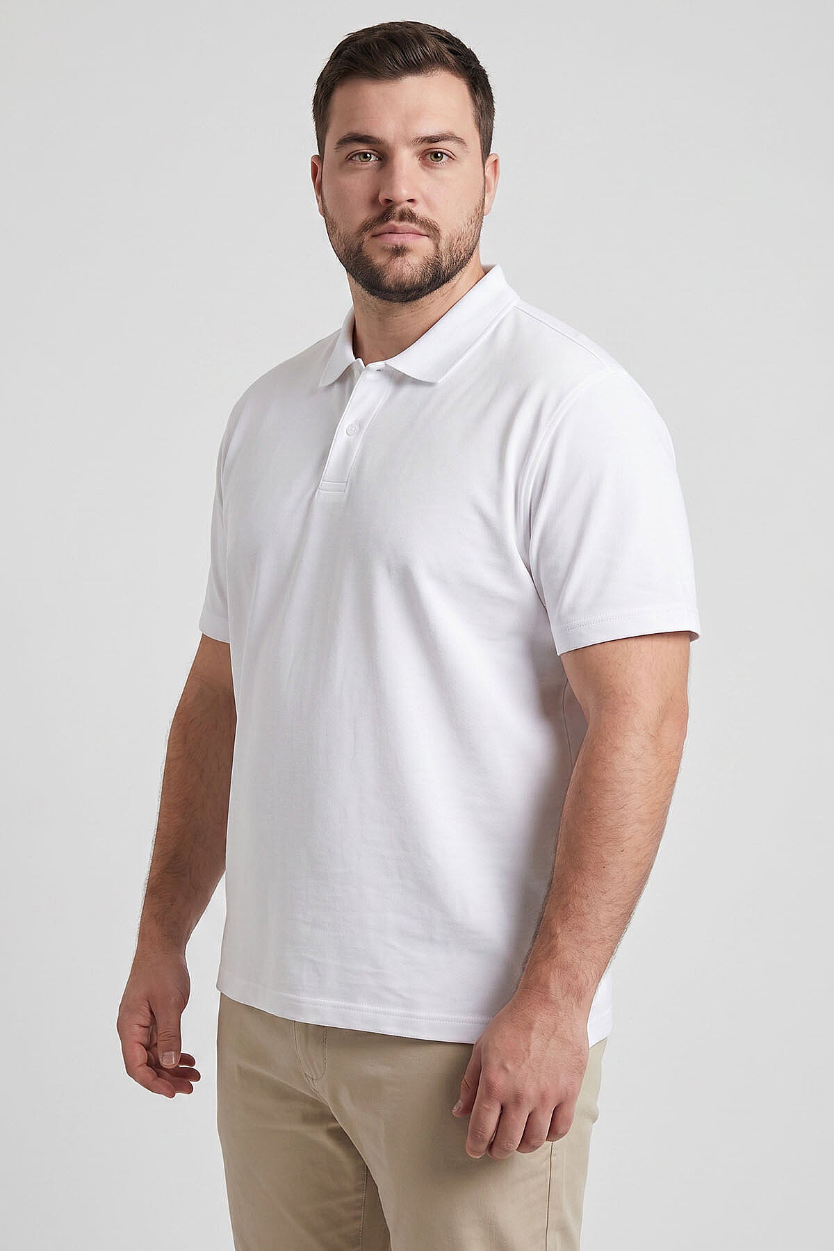 Polo Yaka Büyük Beden 3'lü Paket Siyah-Beyaz-Lacivert Erkek T-Shirt - 88511