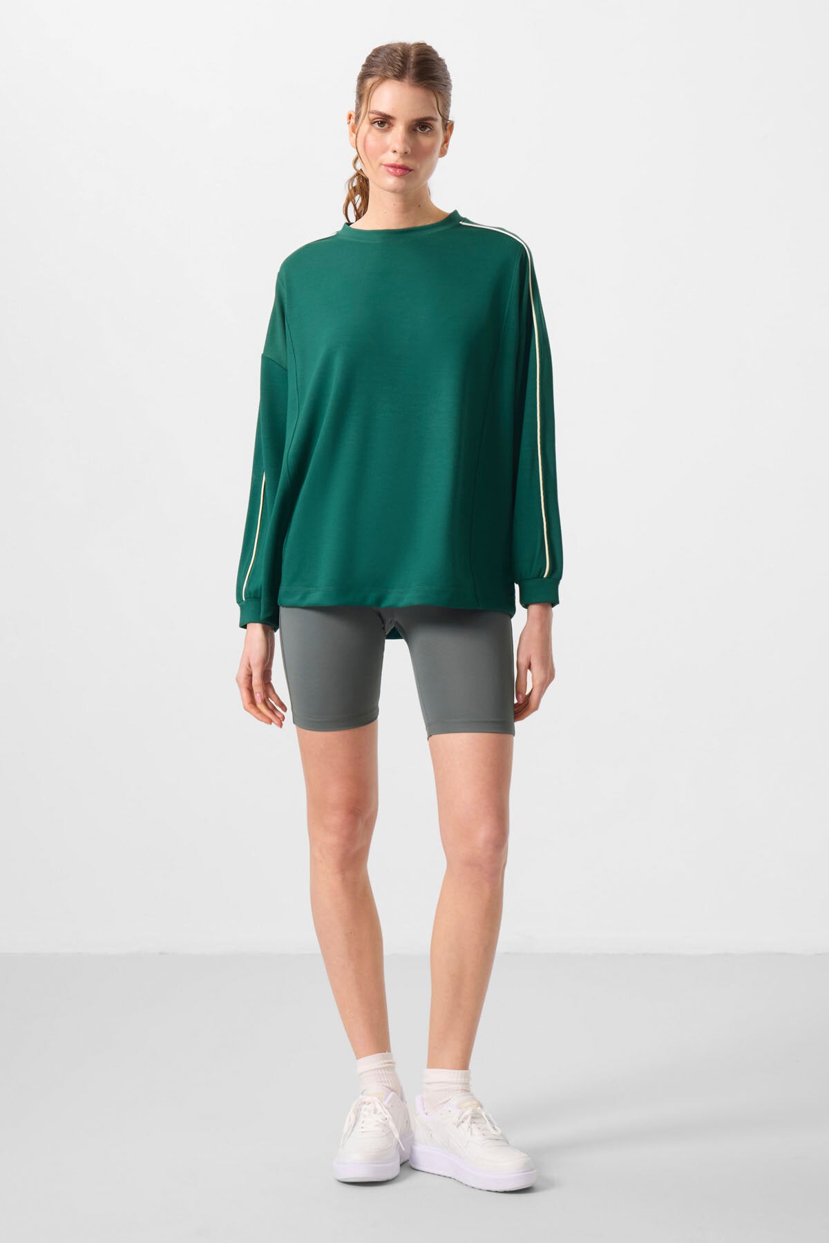 Slim Fit 3'lü Paket Siyah-Çağla-Gül Kurusu Kadın Kısa Biker Tayt - 91007