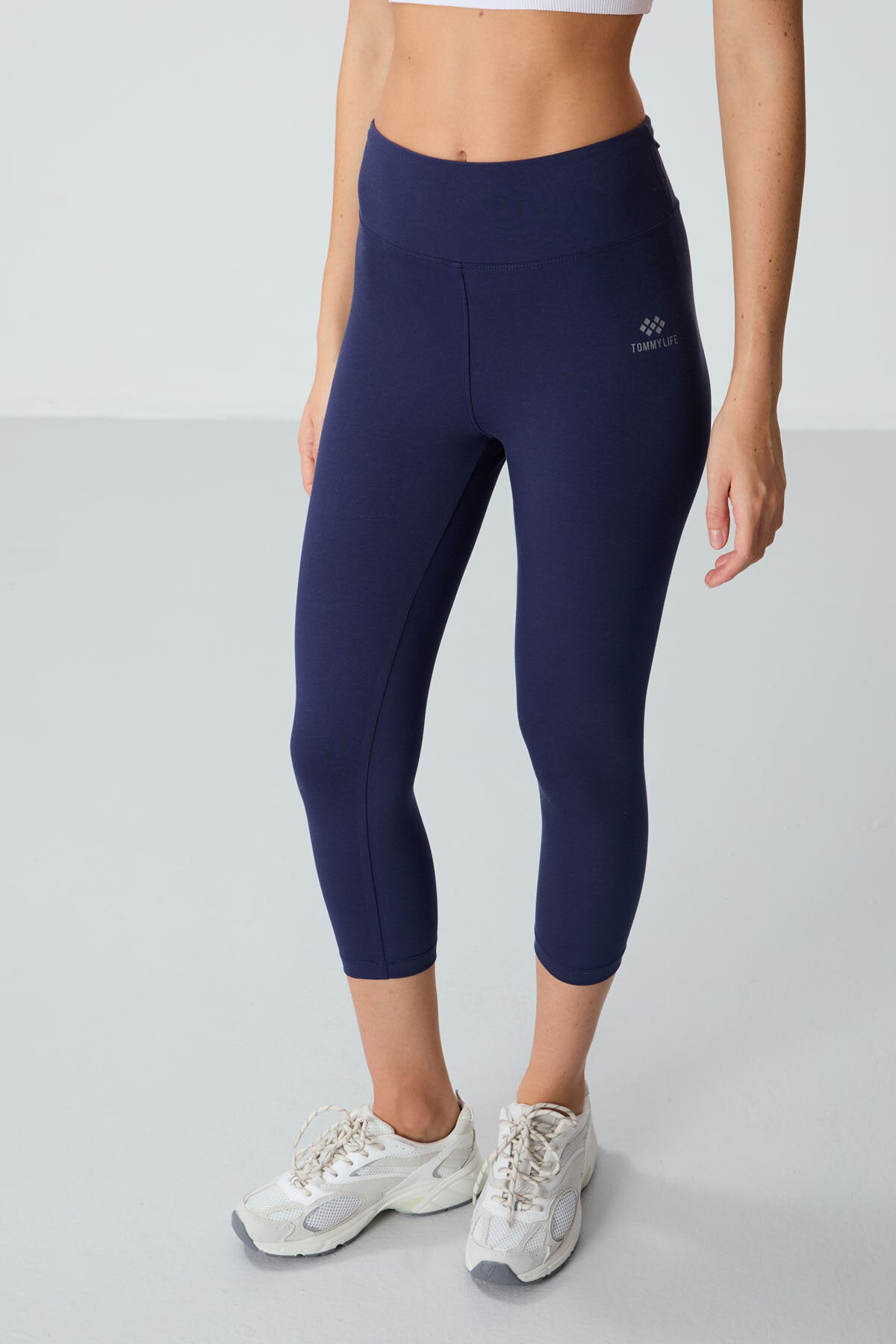 Slim Fit 3'lü Paket İndigo-Gül Kurusu-Kahverengi Kadın Kapri Tayt - 93097