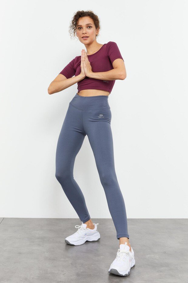 Slim Fit 3'lü Paket Siyah-Gri Melanj-Petrol Kadın Tayt - 94011