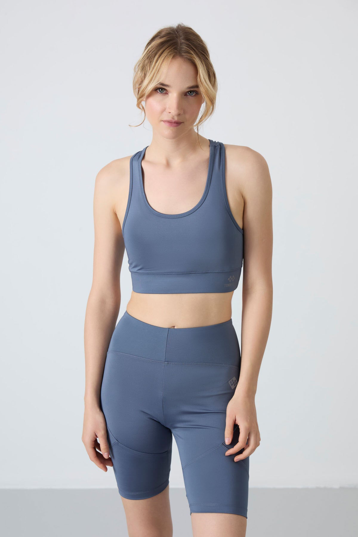 Slim Fit U Yaka 2'li Paket Petrol-Beyaz Kadın Spor Büstiyer - 97120