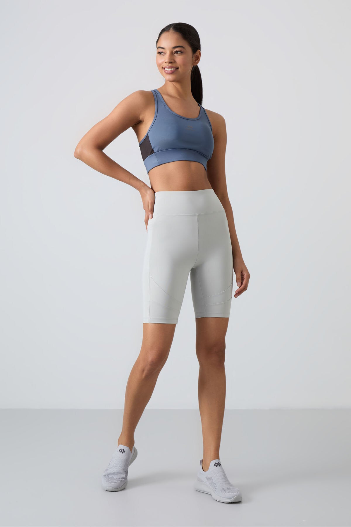 Slim Fit U Yaka 2'li Paket Petrol-Antrasit Kadın Spor Büstiyer - 97121