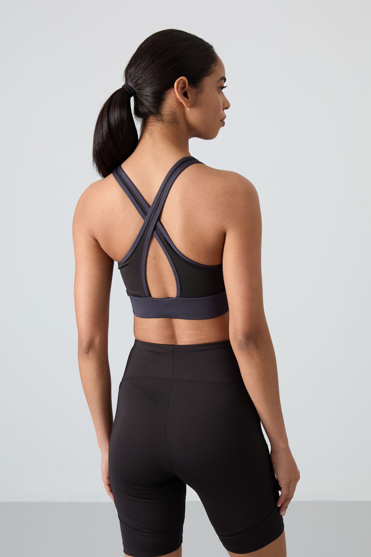Slim Fit U Yaka 2'li Paket Petrol-Antrasit Kadın Spor Büstiyer - 97121