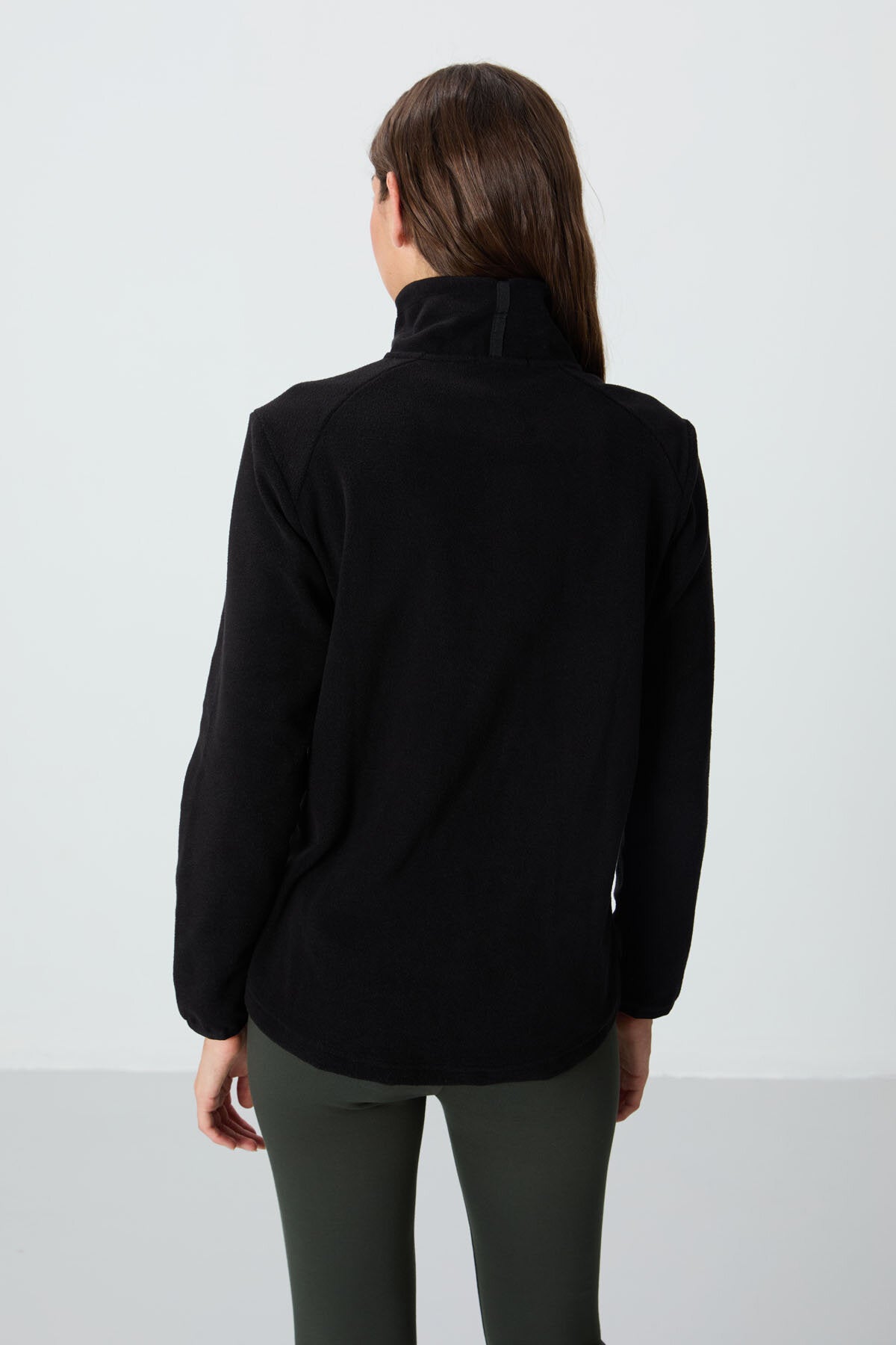 Rahat Form Dik Yaka 2'li Paket Siyah-Çağla Kadın Polar Sweatshirt - 97173