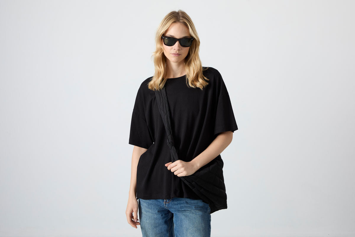 Oversize Fit Basic O Yaka 3'lü Paket Siyah Kadın T-Shirt 97285