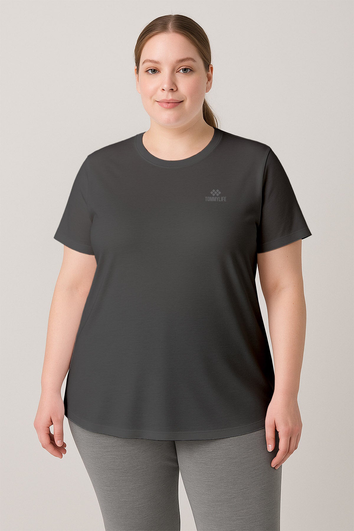 Rahat Form 3'lü Paket Siyah-İndigo-Koyu Gri Battal Kadın T-Shirt - 97308