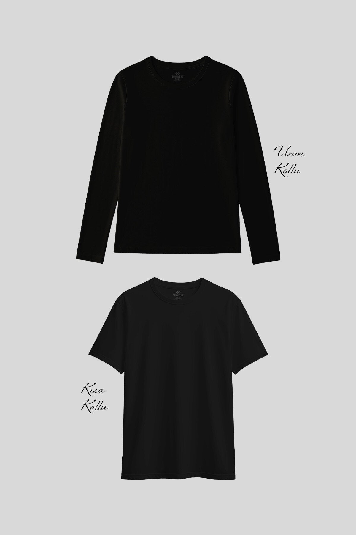 Basic O Yaka 2'li Paket Siyah Kadın T-Shirt
