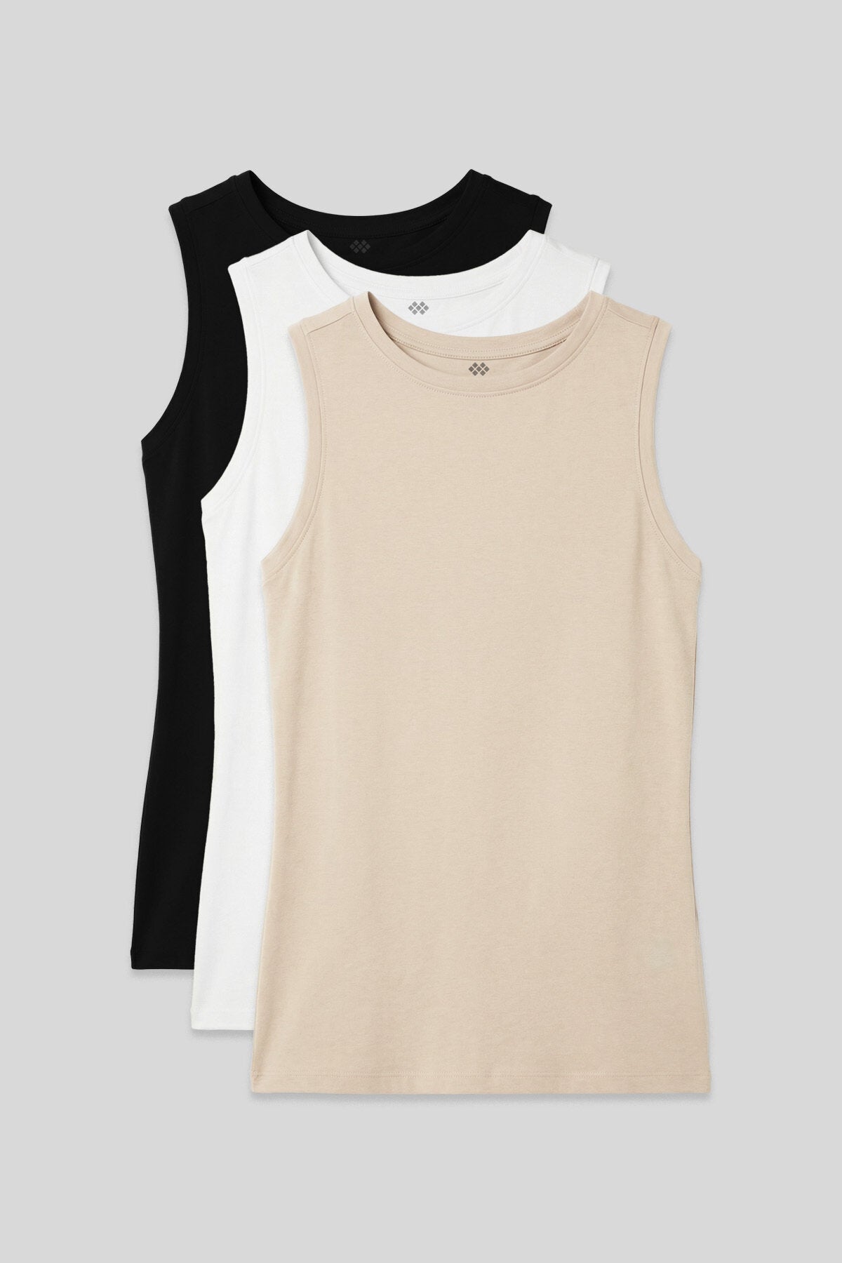 Slim Fit Basic O Yaka 3'lü Paket Siyah-Beyaz-Bej Kadın Atlet - 97313
