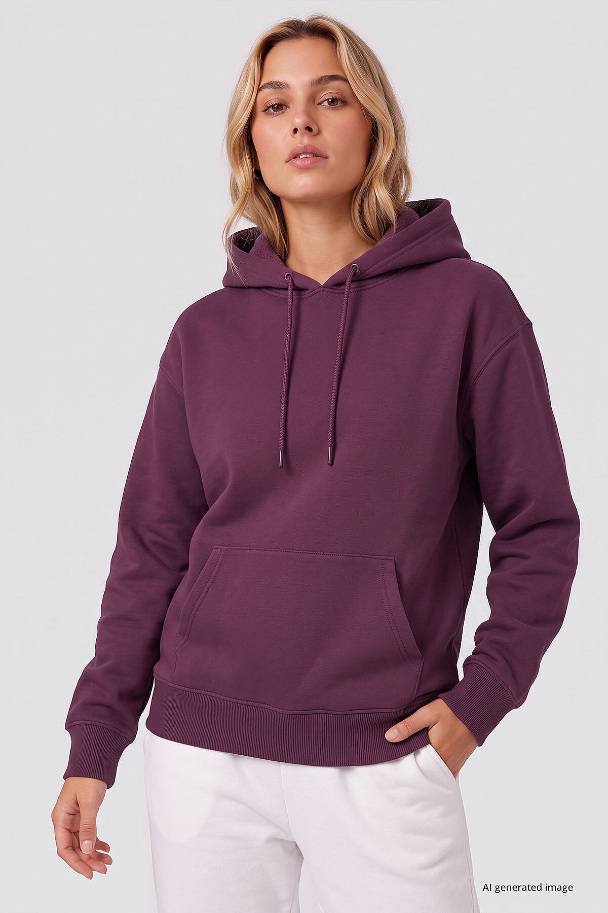 Standart Kapüşonlu 2'li Paket Ekru-Soft Vişne Kadın Sweatshirt - 97321