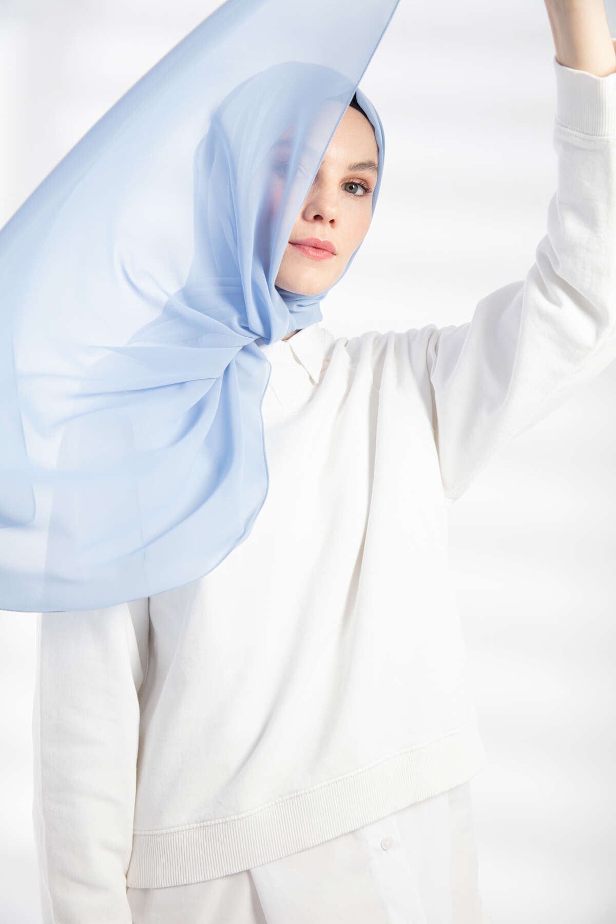 Şifon Şal - Bebe Mavisi