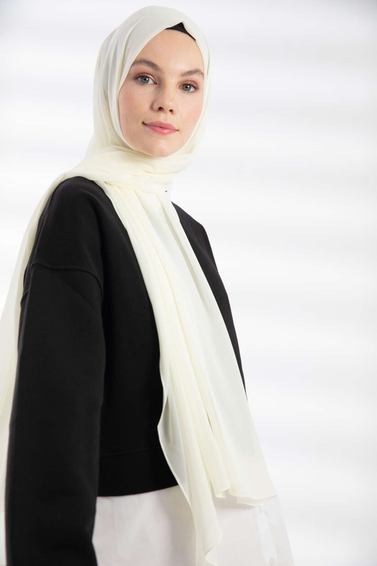 Şifon Şal - Fildişi