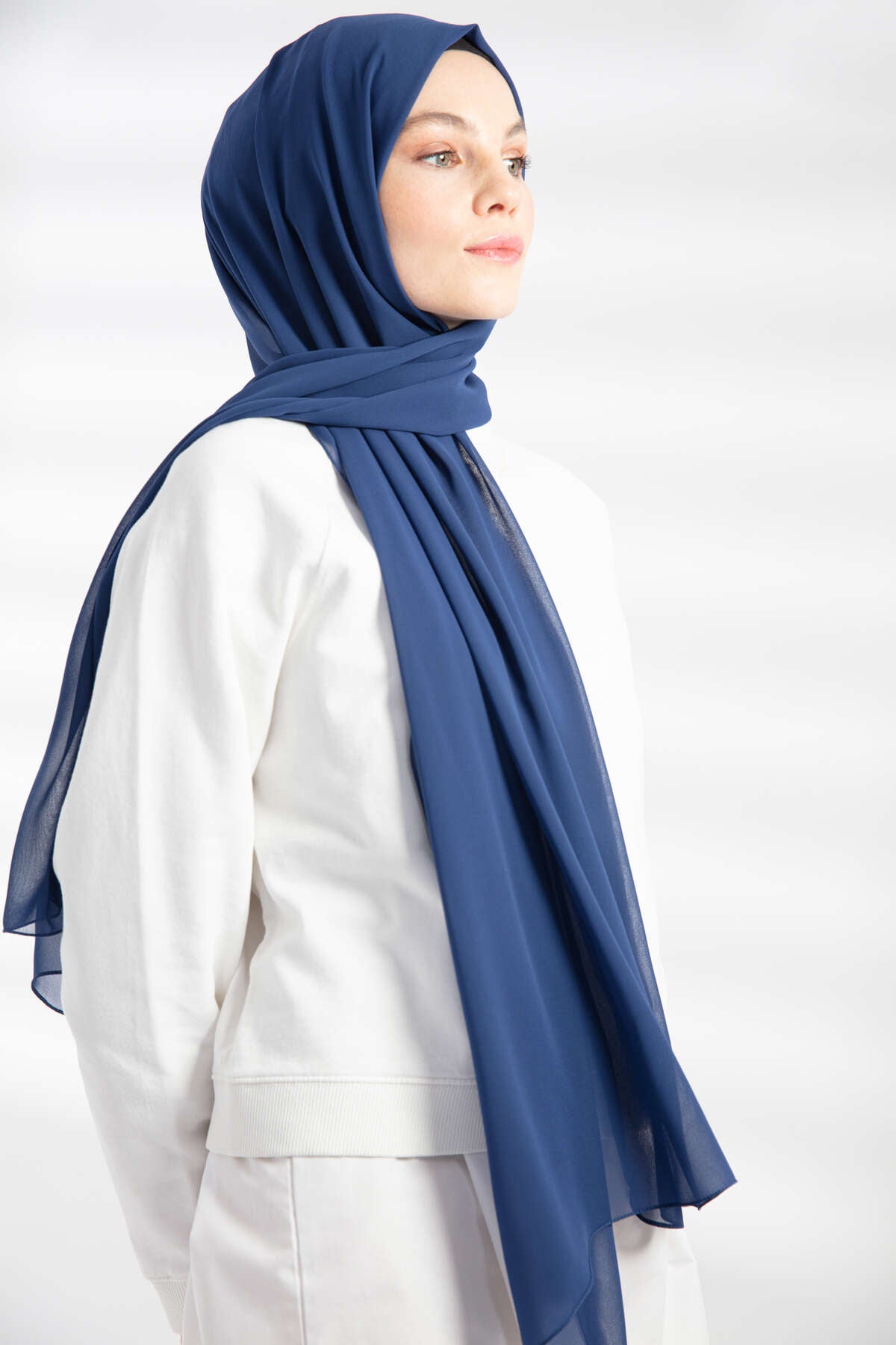 Şifon Şal - İndigo