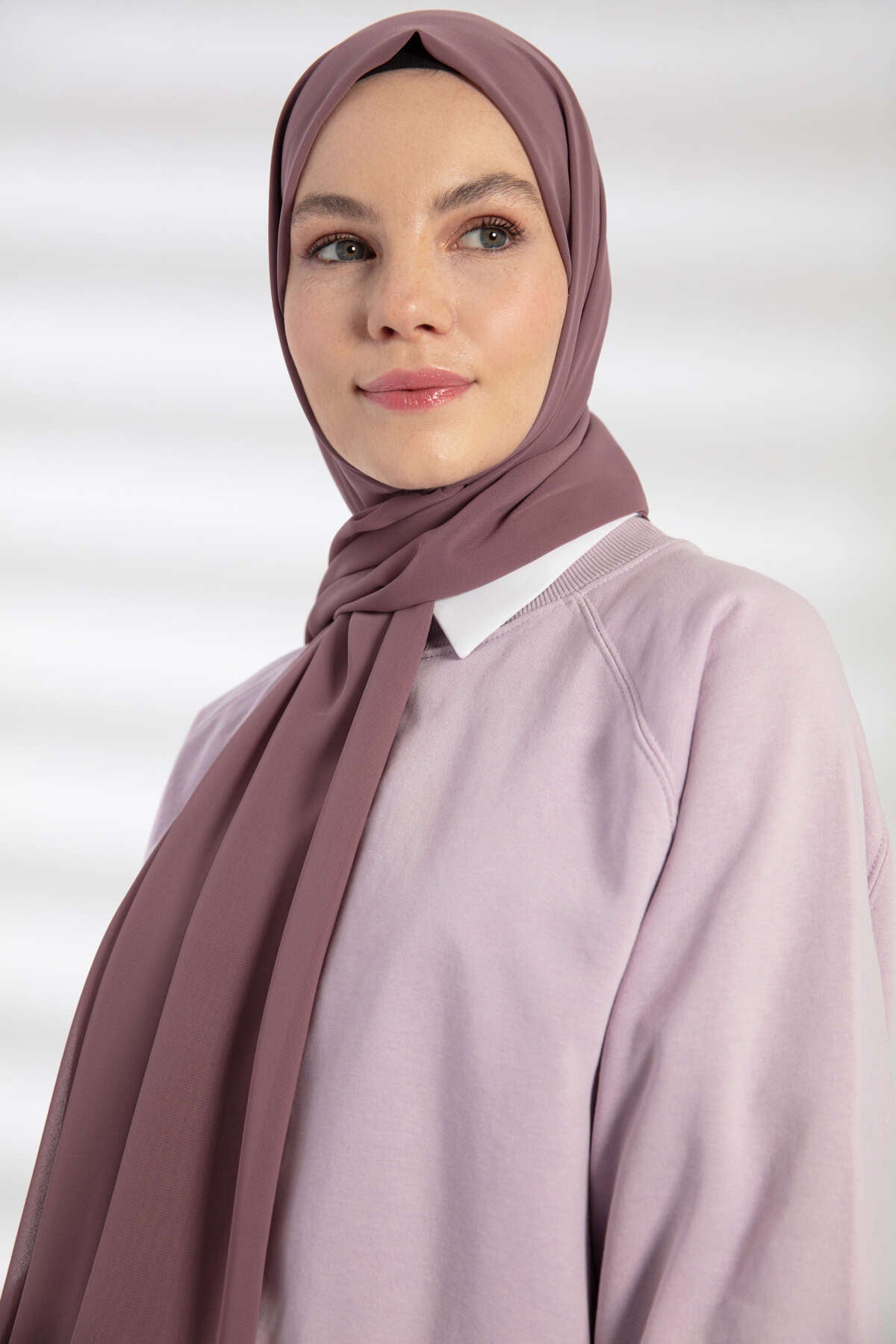 Şifon Şal - Leylak Vizon