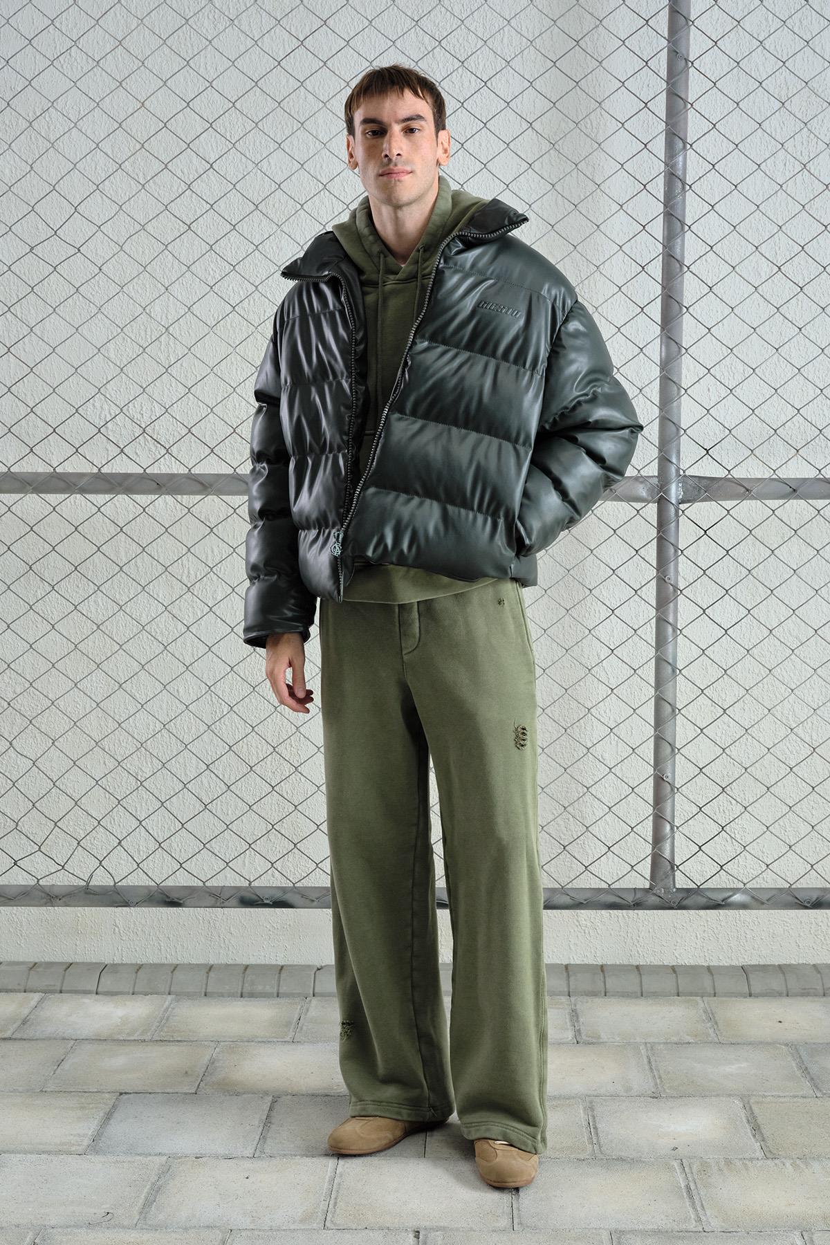 ŞİŞME DERİ HAKİ MONT