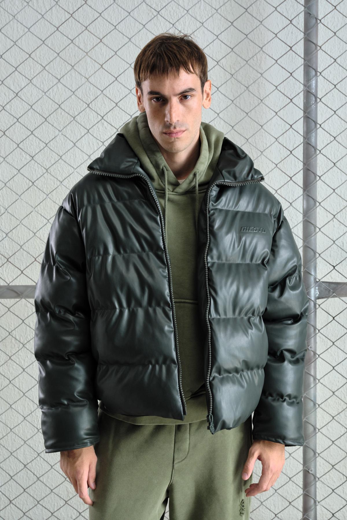 ŞİŞME DERİ HAKİ MONT