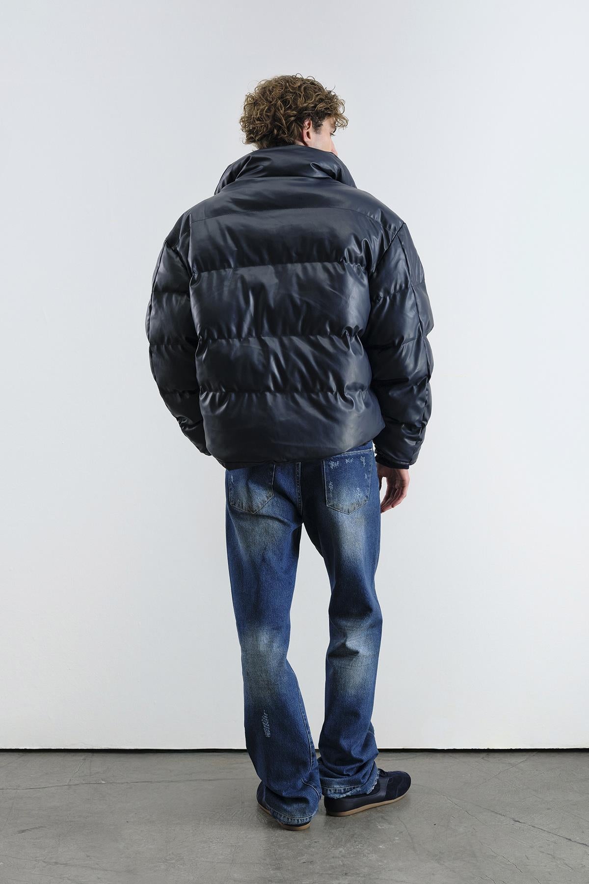 ŞİŞME DERİ LACİVERT MONT