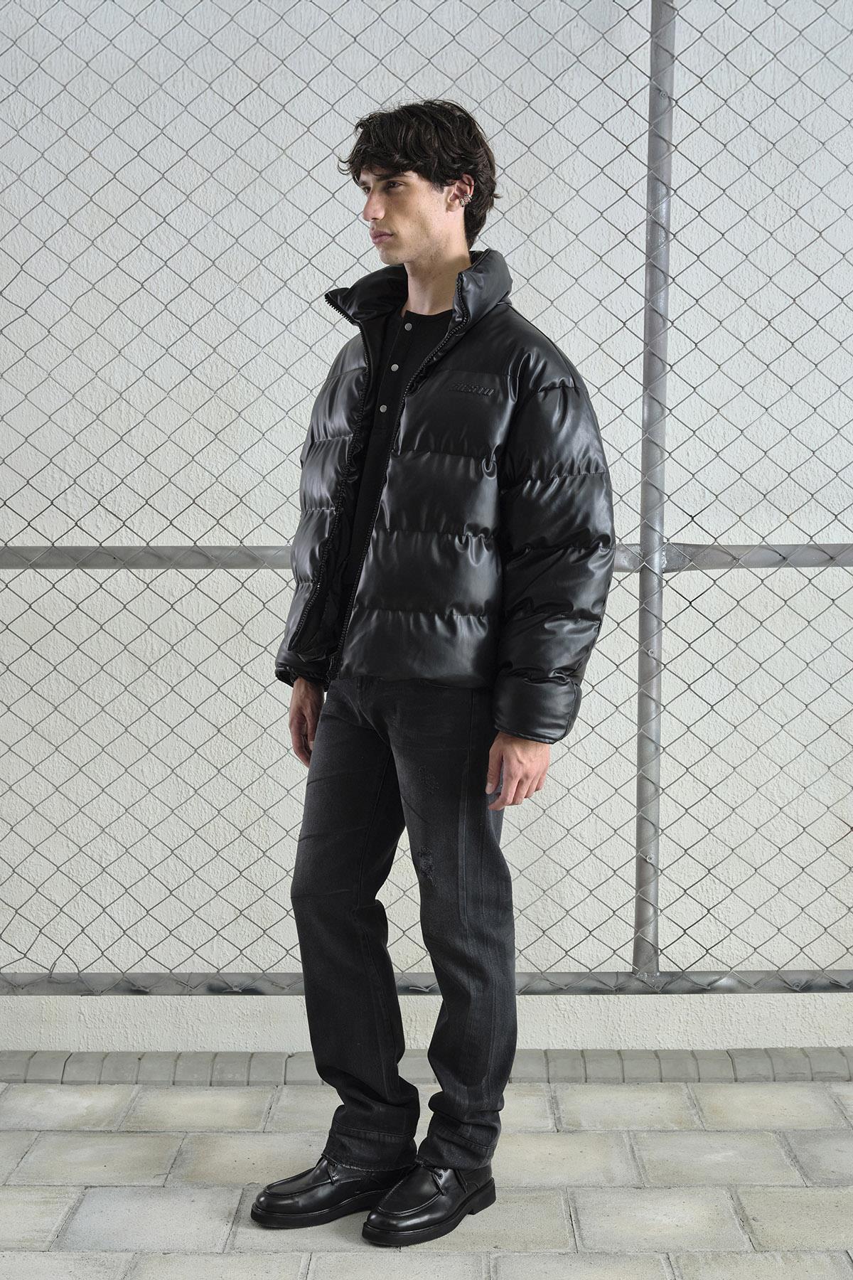 ŞİŞME DERİ SİYAH MONT