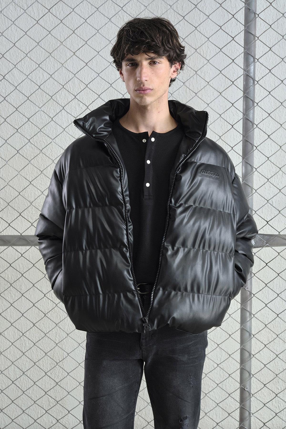 ŞİŞME DERİ SİYAH MONT