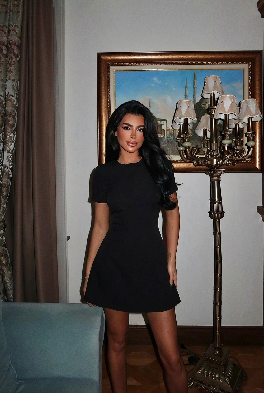 Siyah Deserae Mini Fiyonklu Elbise ATE-2943