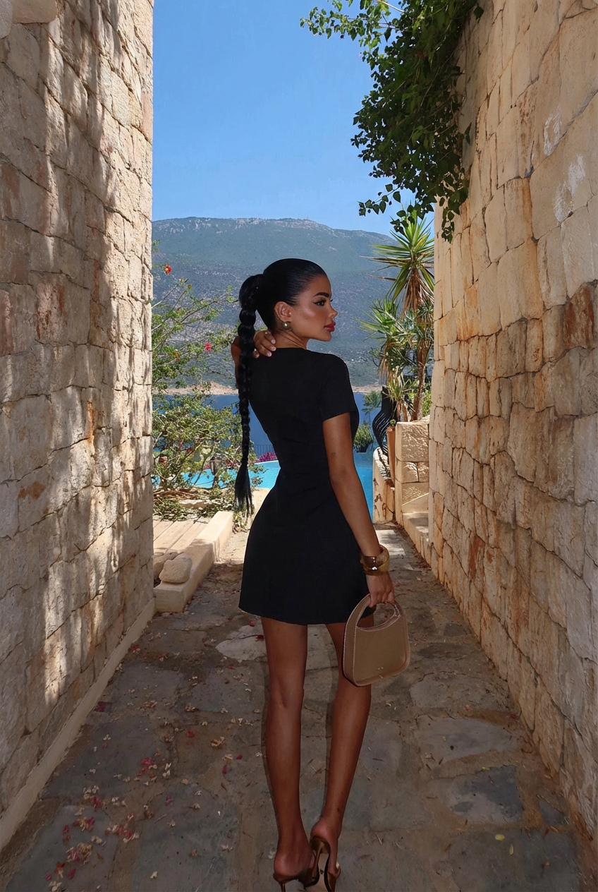 Siyah Basic Mini Elbise ATE-3144