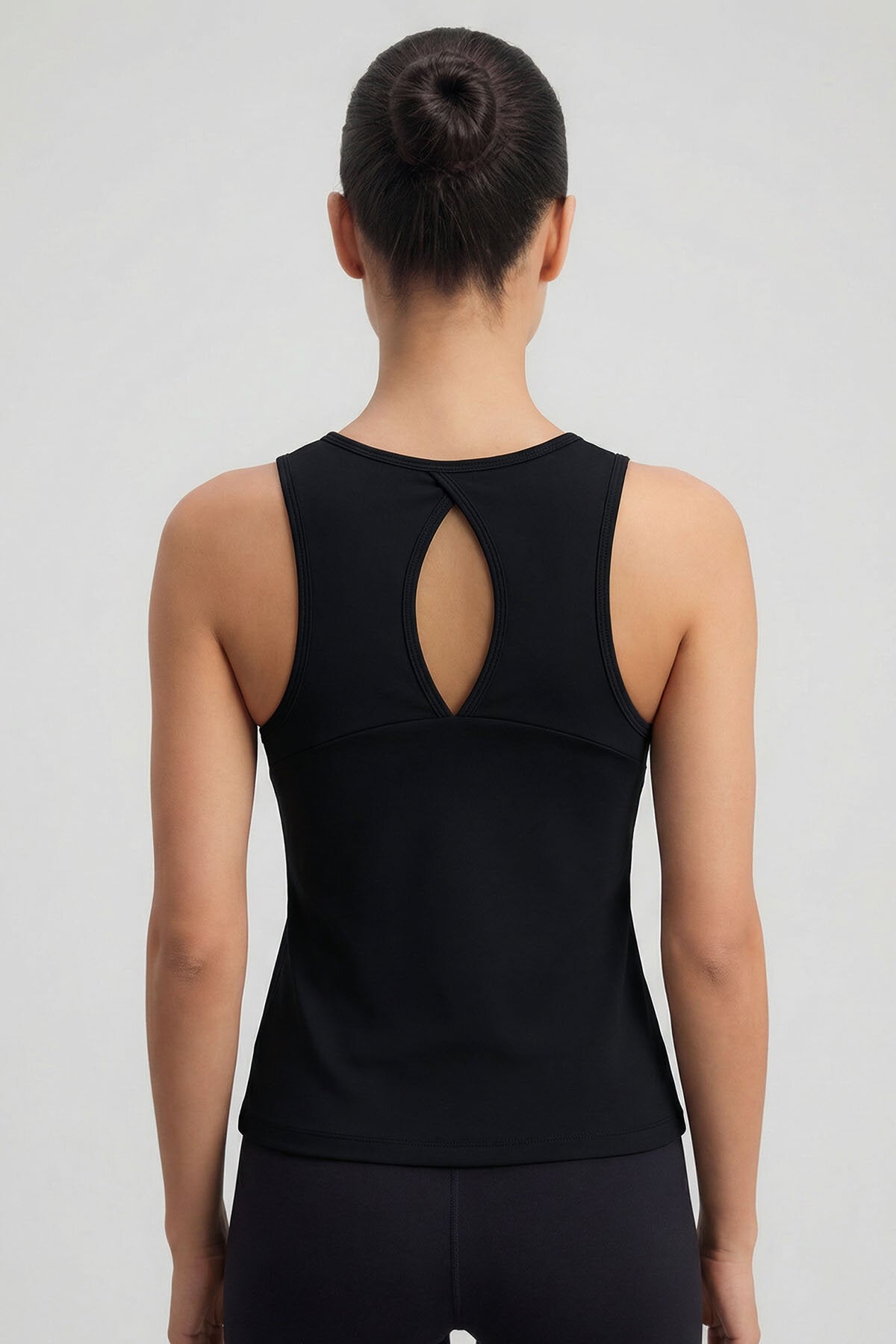 Siyah Standart Fit Çapraz Sırt Detaylı Kadın Spor Atlet - 97296