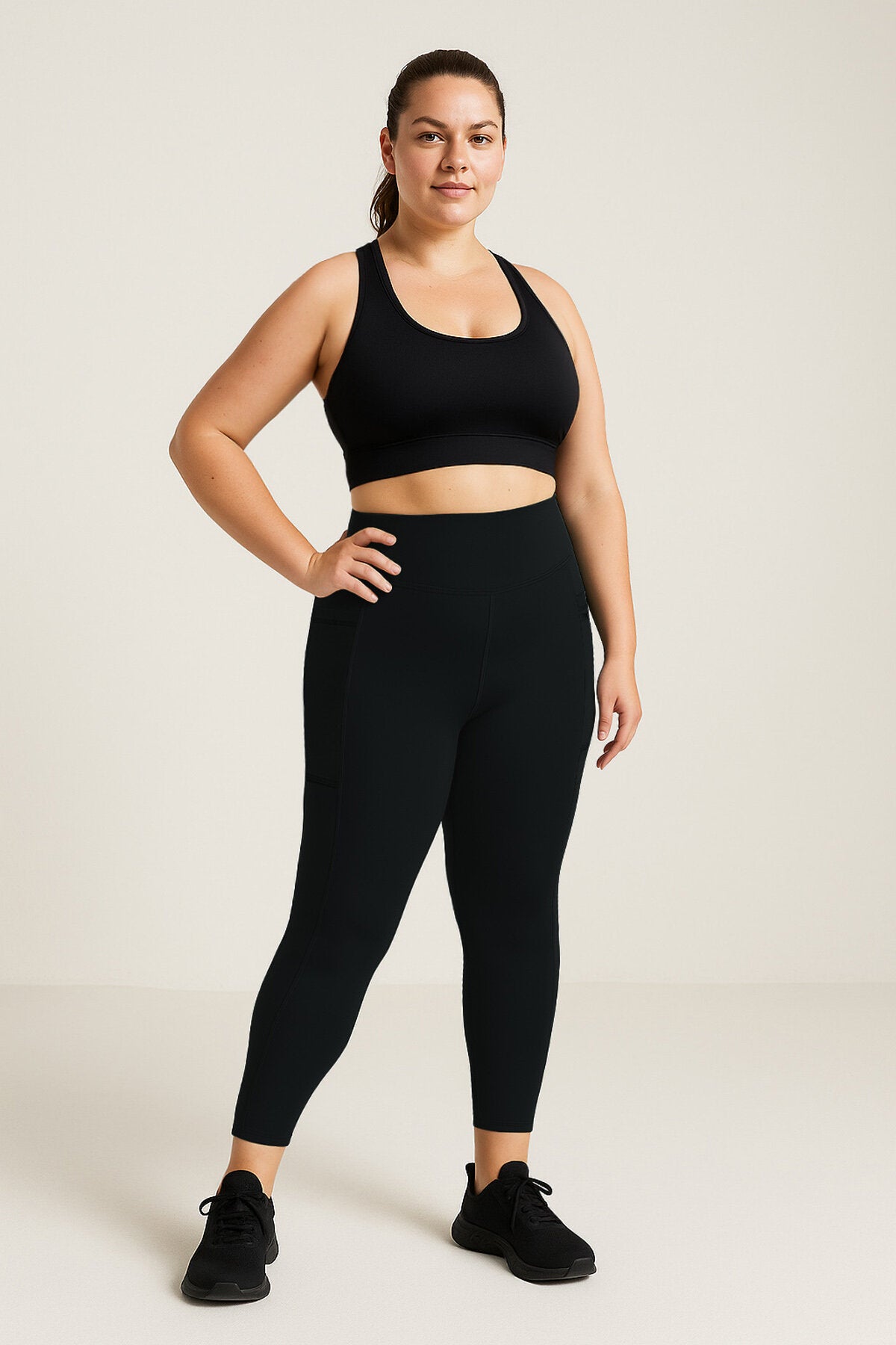 Siyah Esnek Standart Fit Performans Battal Büyük Beden Kadın Tayt - 94652