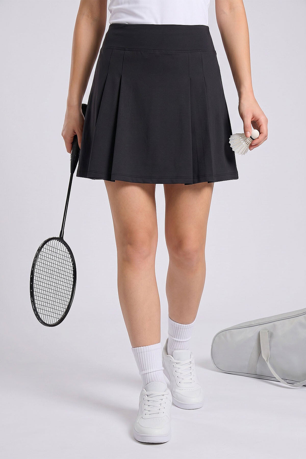 Siyah Sıkılaştırıcı Yüksek Bel Kadın Tenis Etek - 94690
