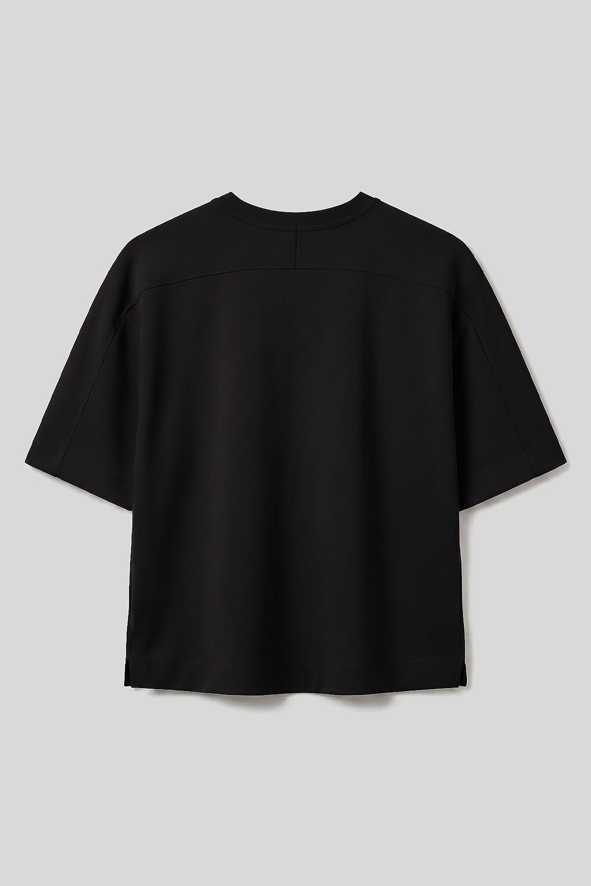 Siyah O Yaka Oversize Kısa Kollu Kadın T-Shirt - 97316