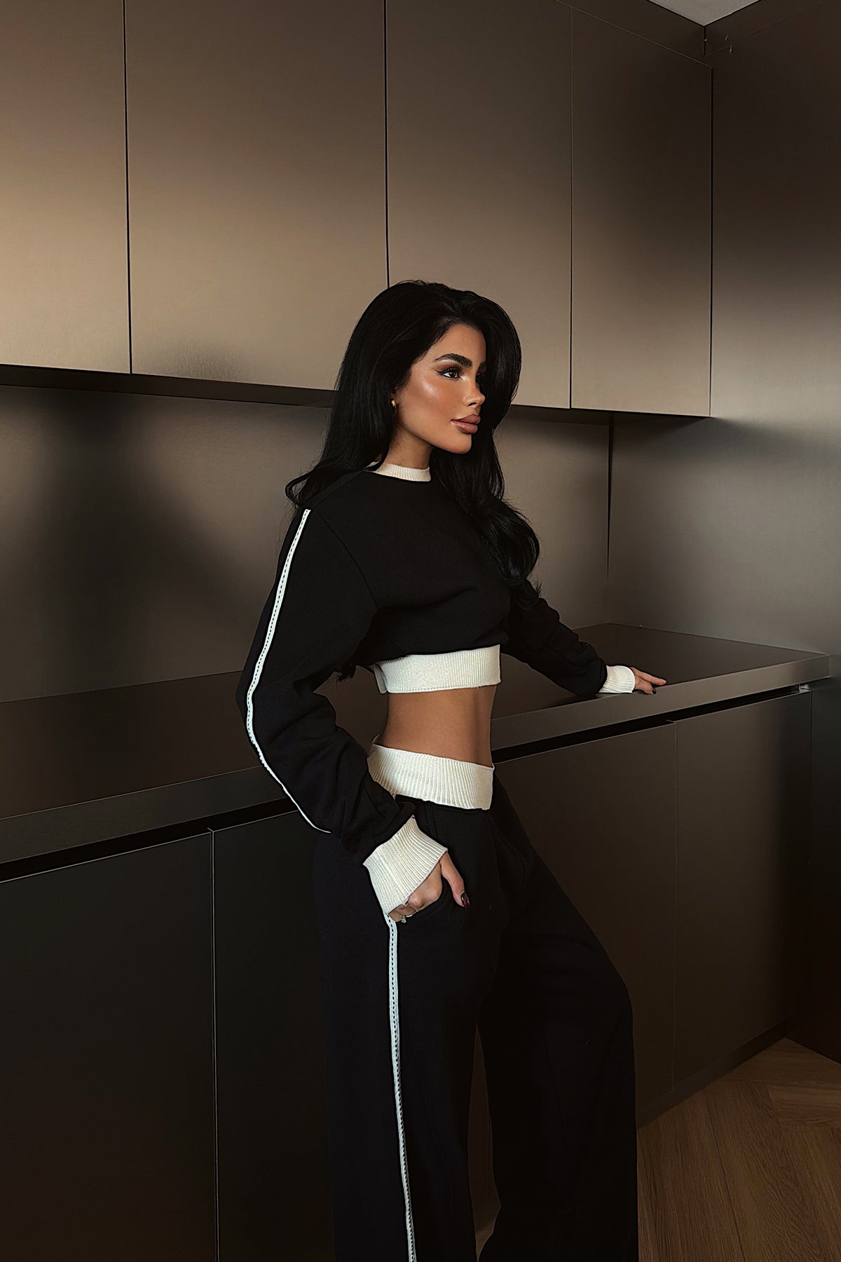 Siyah Quill Eşofman Takımı ATE-4079