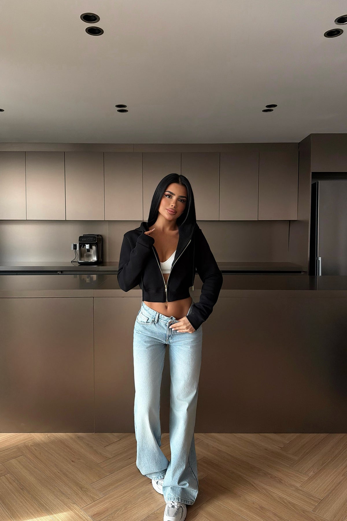 Siyah Caiden Crop Hırka ATE-4859