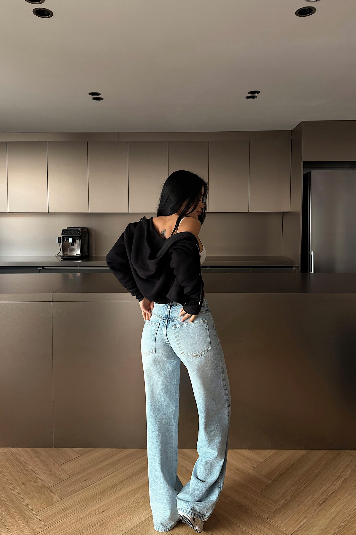 Siyah Caiden Crop Hırka ATE-4859