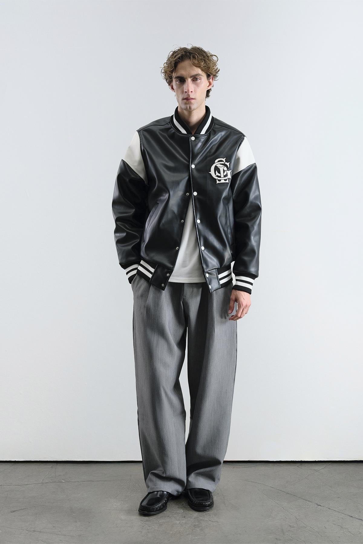 SİYAH DERİ KOLEJ CEKET