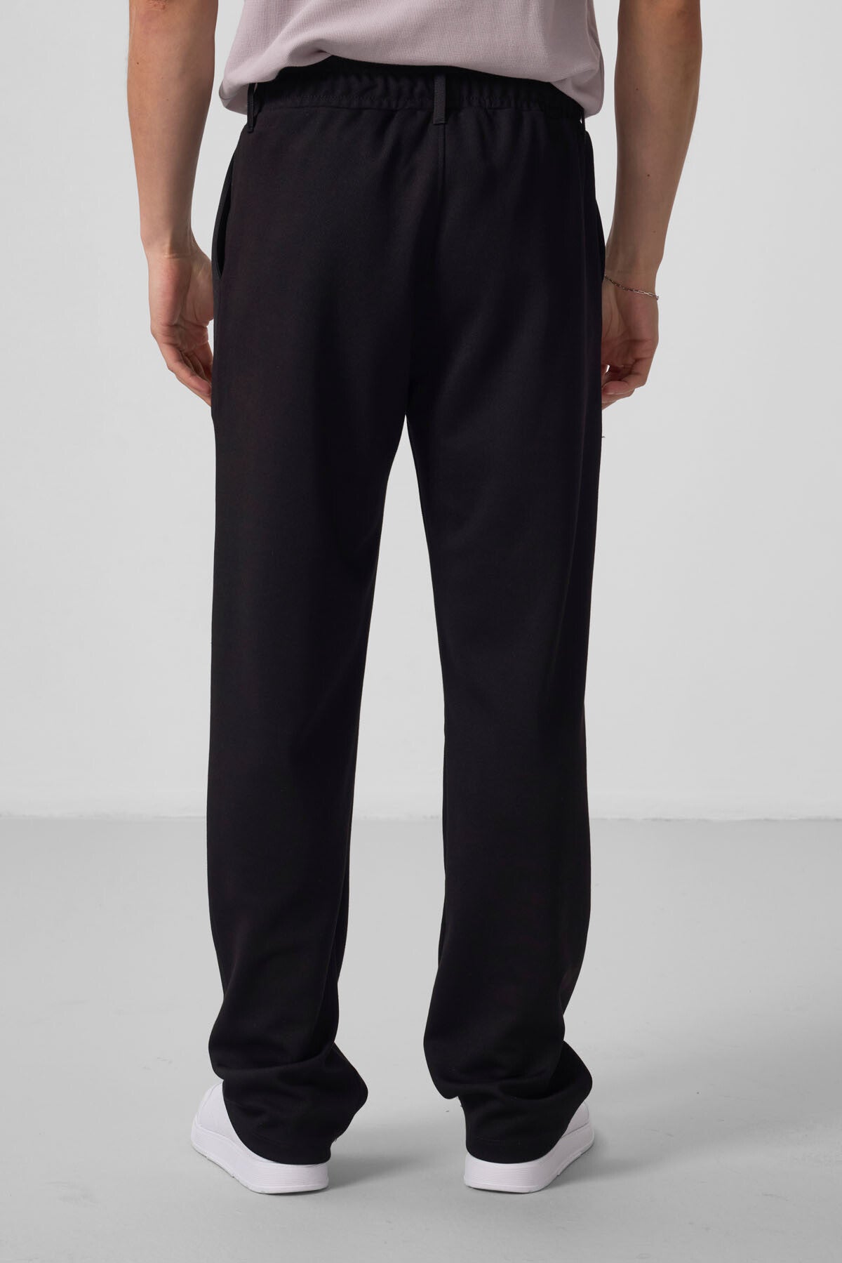 Siyah Yüzeyi Dokulu Rahat Form Palazzo Erkek Pantolon - 82163