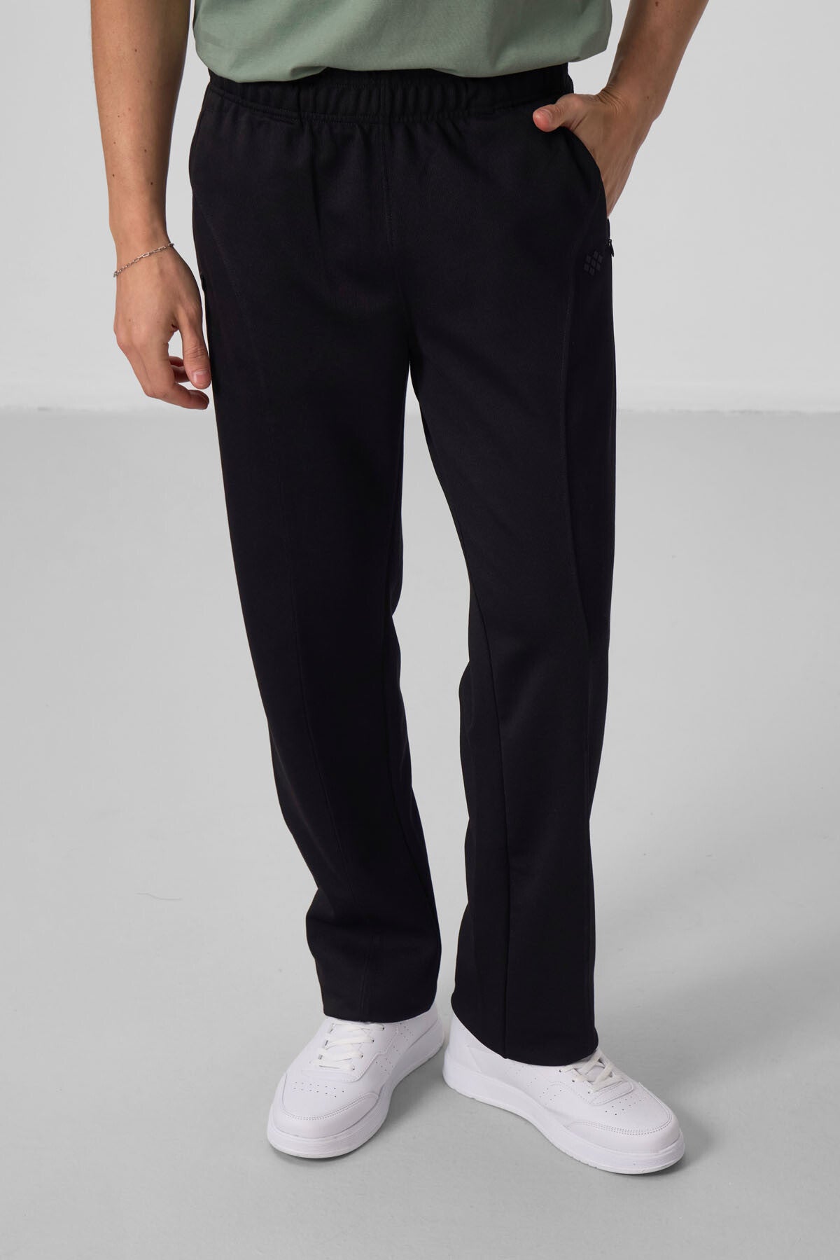 Siyah Yüzeyi Dokulu Standart Fit Palazzo Erkek Pantolon - 82171