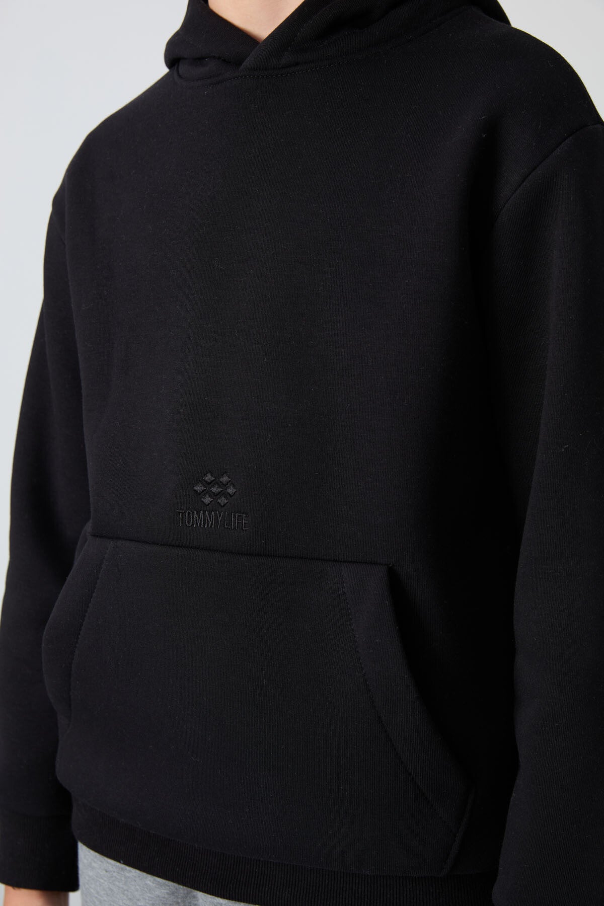 Siyah Pamuklu Kalın İçi Tüylü Yumuşak Dokulu Standart Fit Baskılı Erkek Çocuk Sweatshirt - 11215