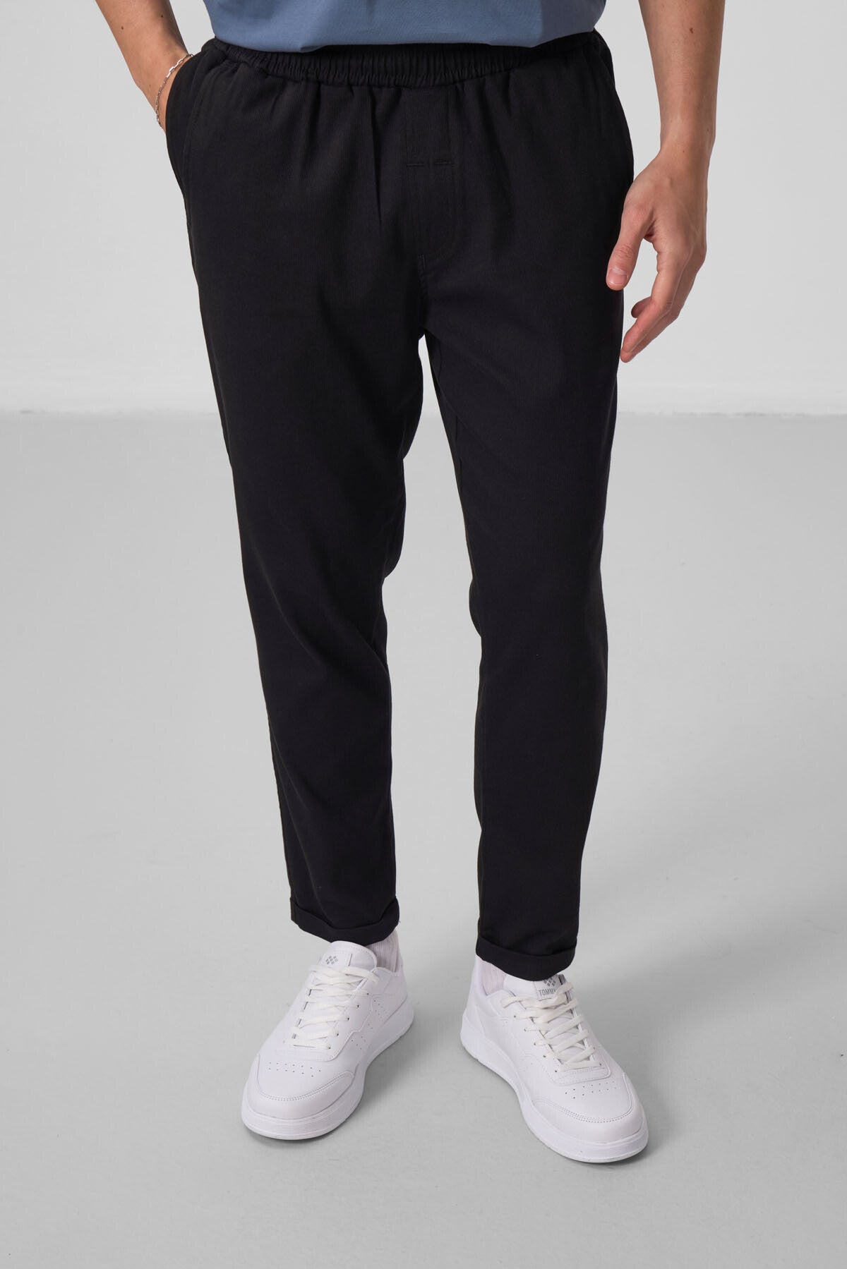 Siyah Standart Fit Dokuma Hafif Esnek Chino Erkek Pantolon - 82175
