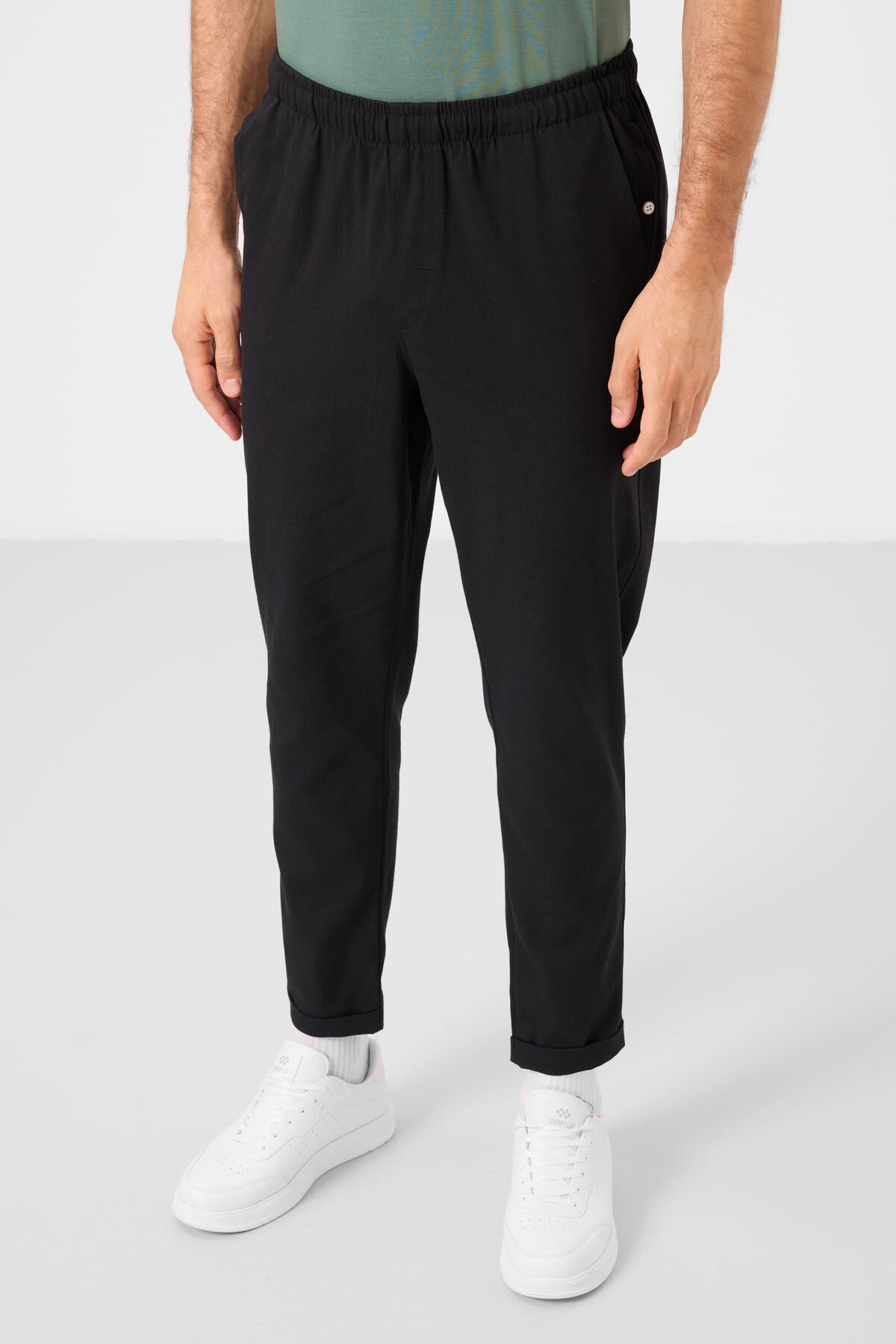 Siyah Standart Fit Dokuma Hafif Esnek Chino Erkek Pantolon - 82178