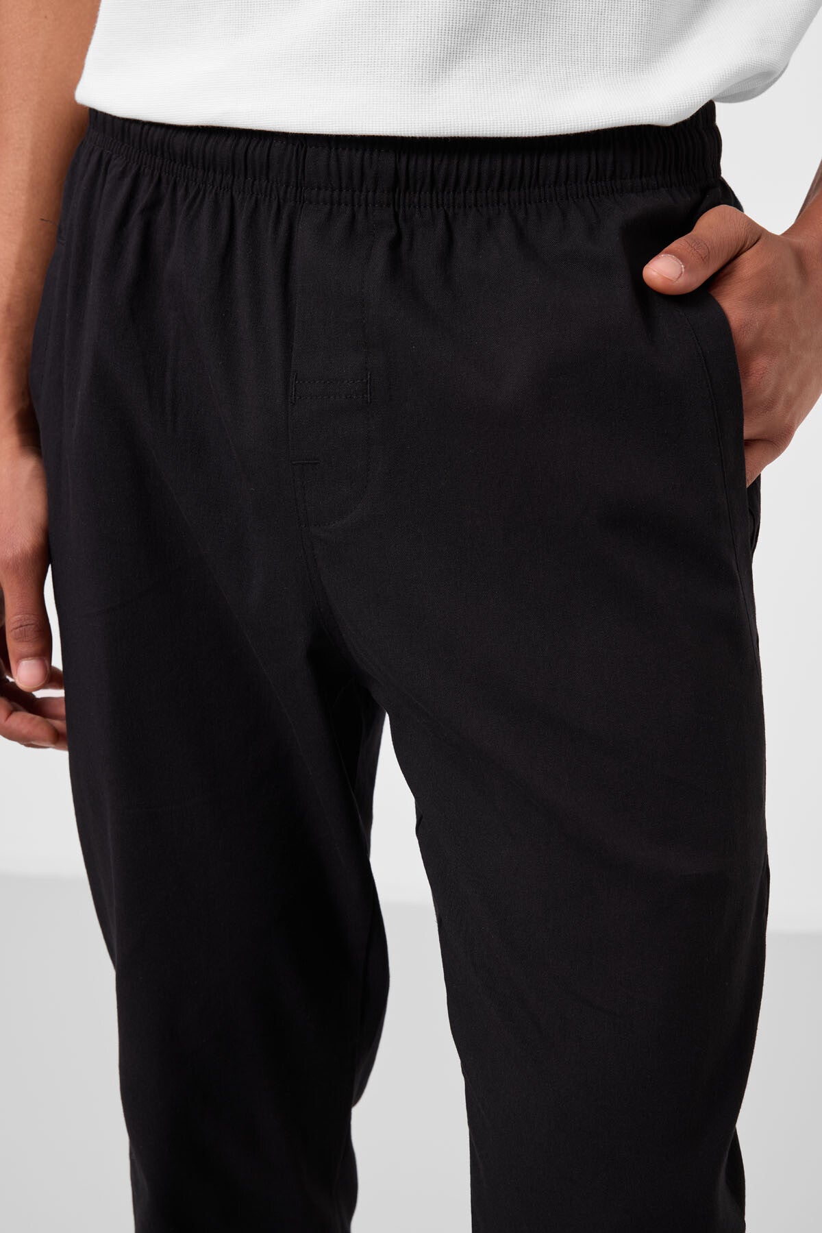 Siyah Standart Fit Dokuma Hafif Esnek Chino Erkek Pantolon - 82179