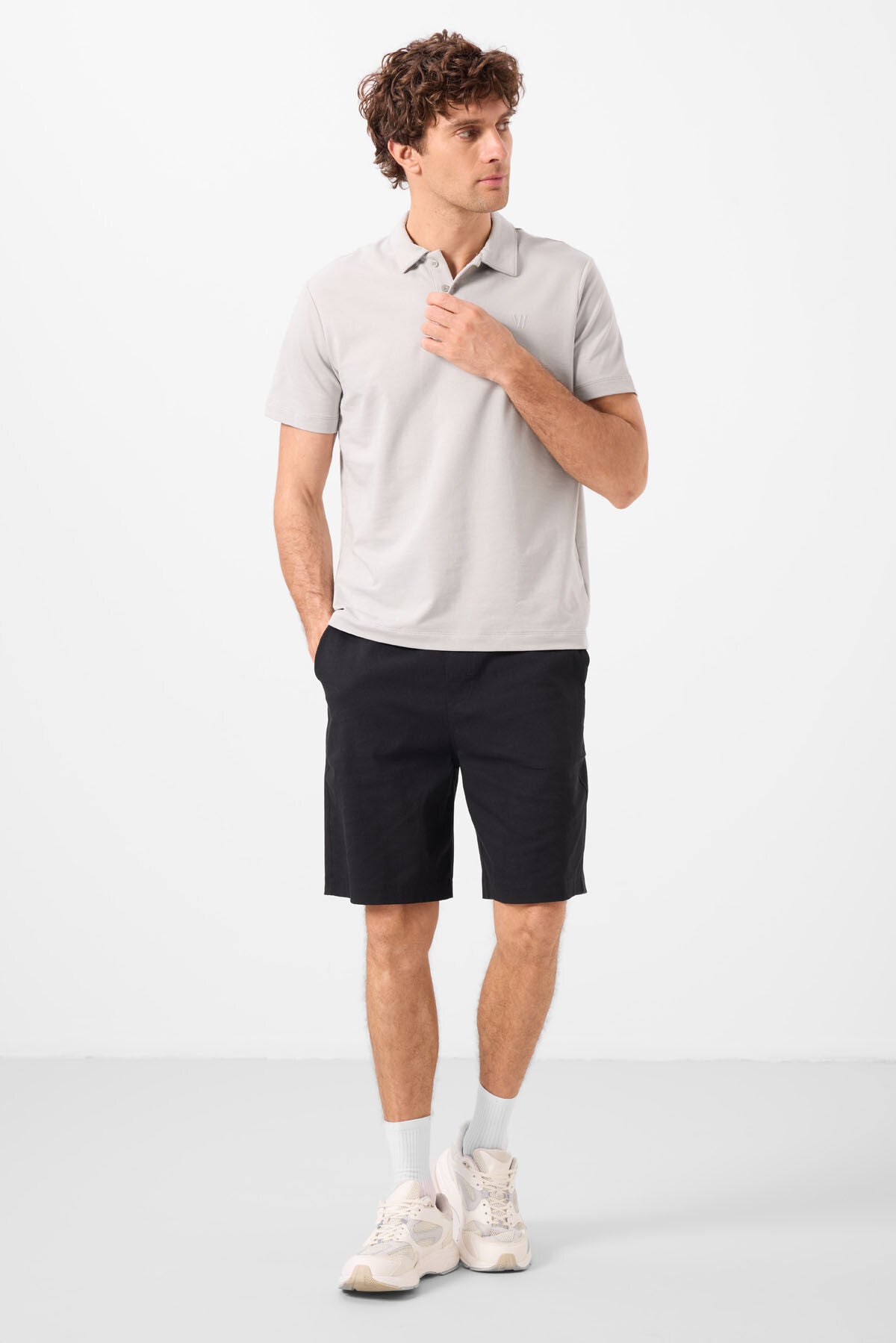 Siyah Standart Fit Dokuma Hafif Esnek Chino Erkek Şort - 81291