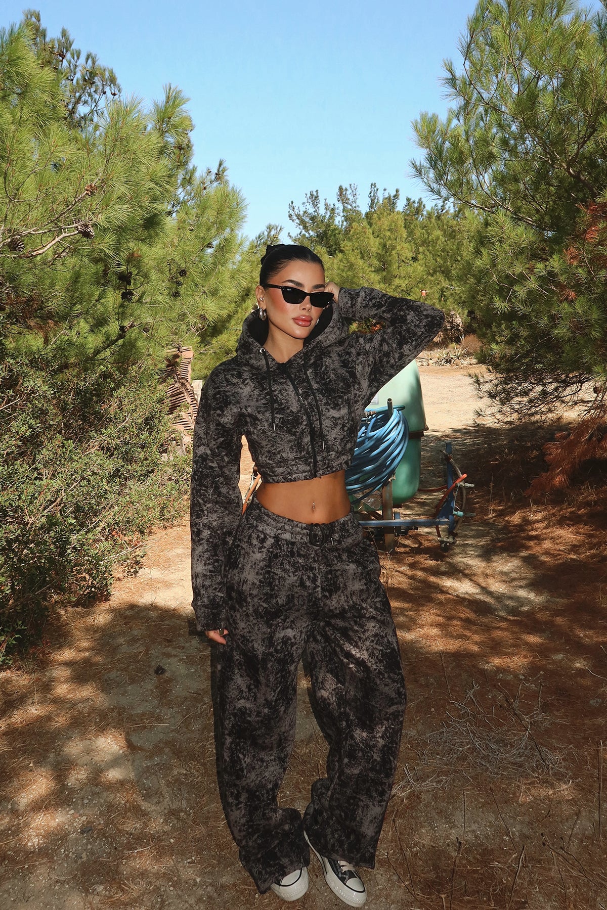 Siyah Joelle Desenli Eşofman Takım ATE-3642