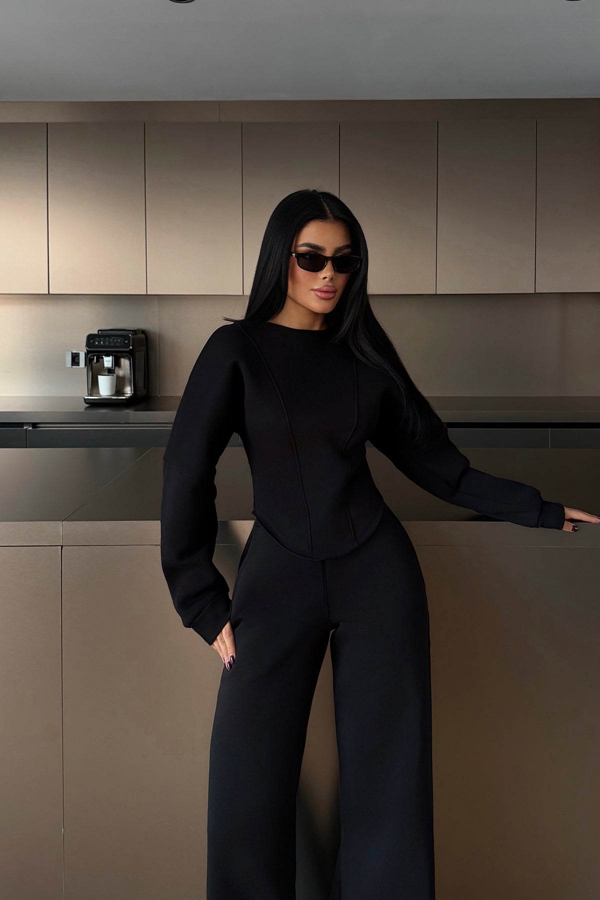 Siyah Oska eşofman takımı ATE-4104