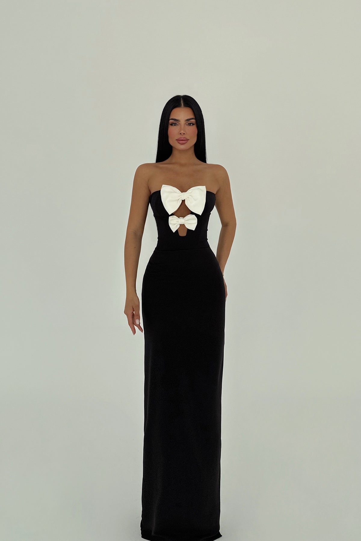 Siyah Arco Fiyonk Detaylı Elbise ATE-2259