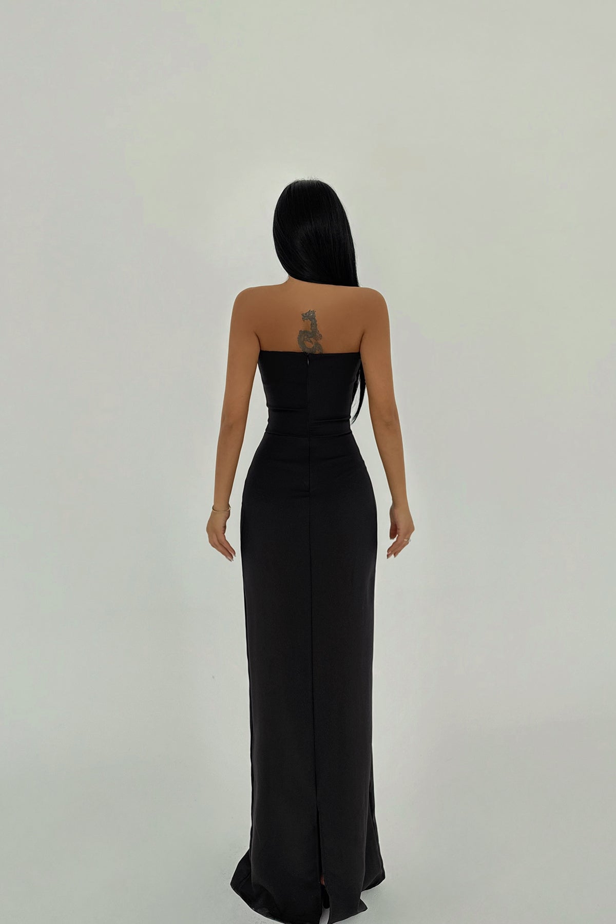 Siyah Arco Fiyonk Detaylı Elbise ATE-2259