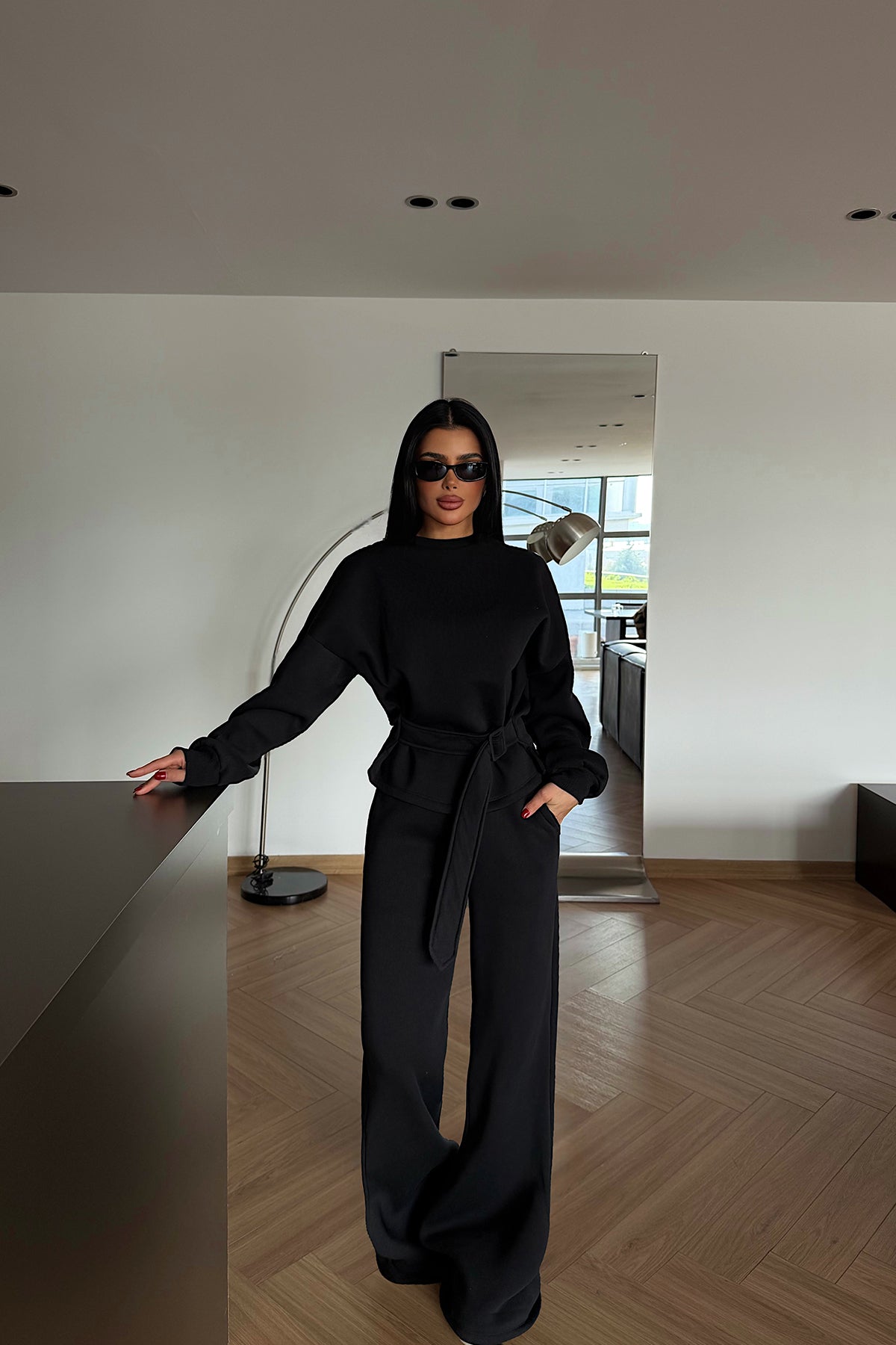 Black Luzzy Tracksuit Set ATE-4112