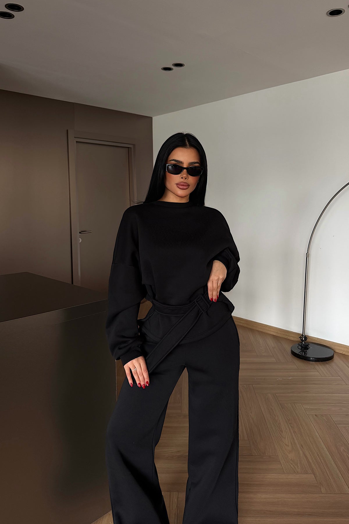 Black Luzzy Tracksuit Set ATE-4112